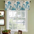 thumbnail image 3 of Teal Jellyfish Coastal Curtain Valances for Windows, Kitchen Valance Window Treatments Panel 2 Pack, Vintage Summer Beach Nautical Rod Pocket Short Curtains for Bathroom Bedroom 42 x 18 Inch, 3 of 8