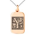 thumbnail image 1 of Stainless Steel Letter Y Initial Floral Box Monogram Engraved Small Rectangle Dog Tag Charm Pendant Necklace, 1 of 4