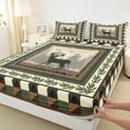 thumbnail image 3 of jejeloiu Jungle Deer Full Size Sheets,Woodland Animals Bed Sheets,Green Beige Grid Sheet Sets For Kids,Super Cozy Room Decor,4pcs, 3 of 7