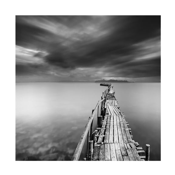 Canvas Wall Art - George Digalakis 'Long Pier' Wall Art for Living Room, Bedroom, or Office Décor by Trademark Fine Art - 14 x 14 Inches
