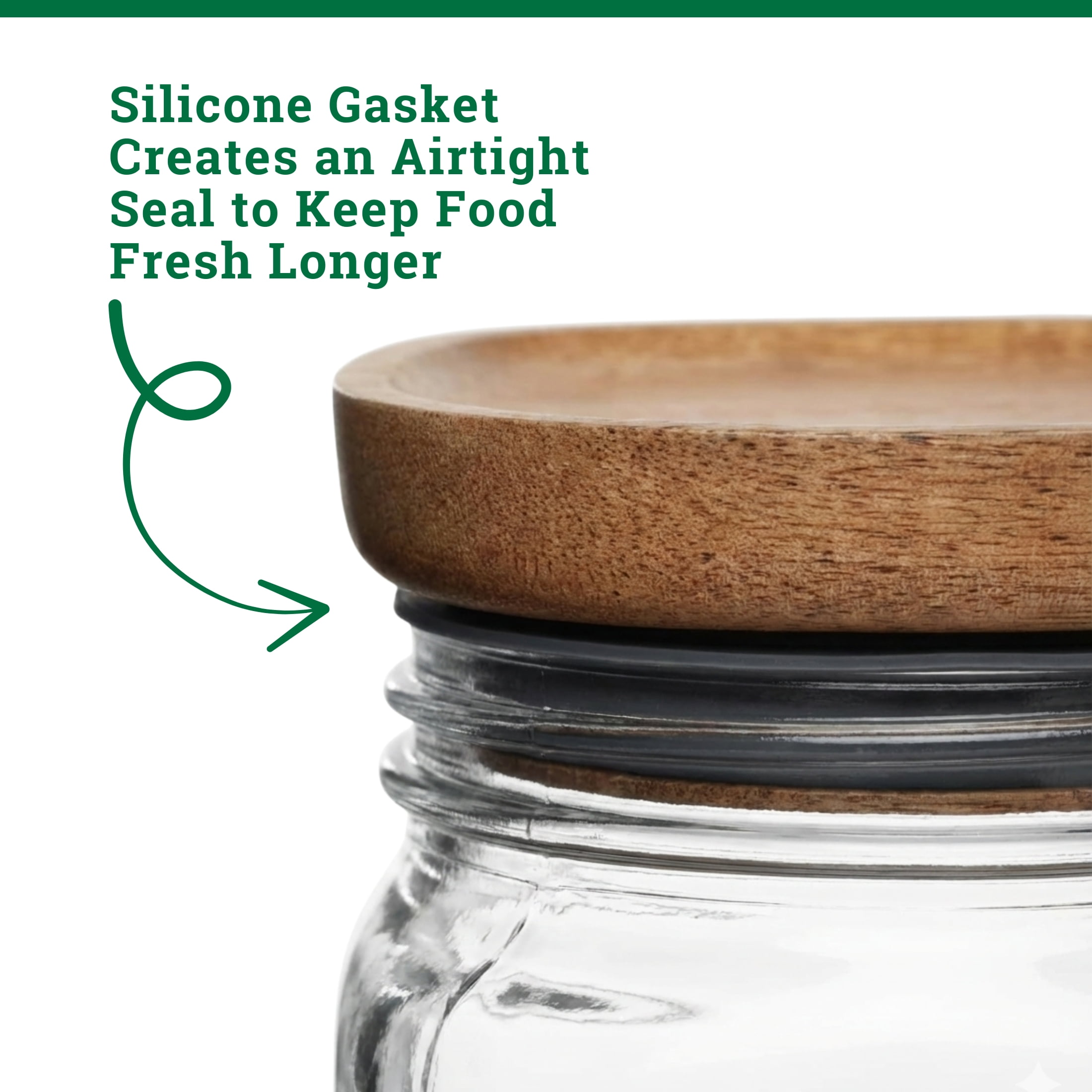 (3 pack) Ball 15.6 Cup Stack & Store Glass Jar with Acacia Wood Lid – Airtight Wide Mouth Glass Storage Container for Pantry, Kitchen, and Countertop Organization