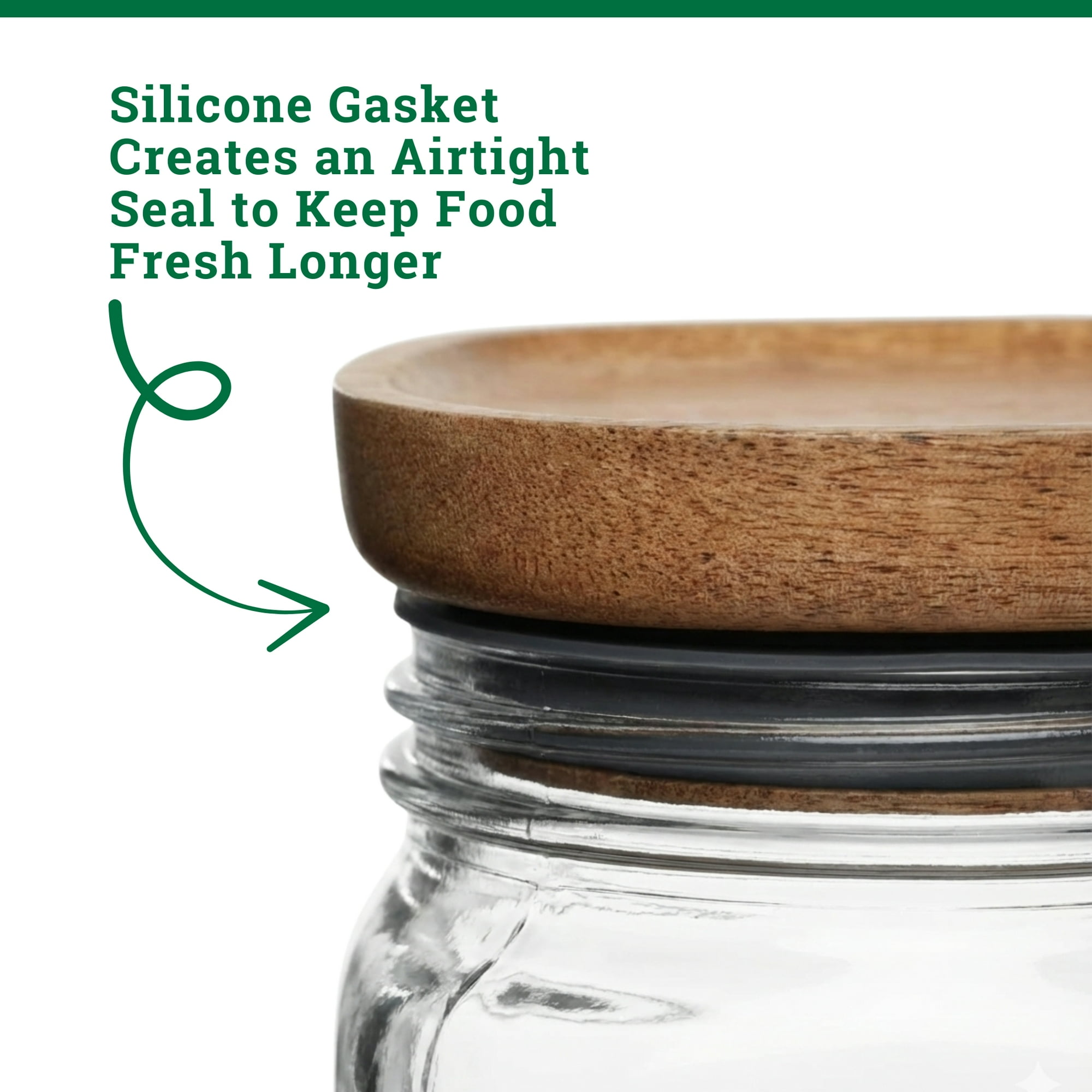 (3 pack) Ball 15.6 Cup Stack & Store Glass Jar with Acacia Wood Lid – Airtight Wide Mouth Glass Storage Container for Pantry, Kitchen, and Countertop Organization