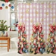 thumbnail image 6 of Christmas Bowknot on Xmas Tree Shower Curtain for Bathroom, Snowflake on Pink Lattice Waterproof Shower Curtains Washable Quick Dry with Hooks Bathtub Curtains 72x72IN, 6 of 9