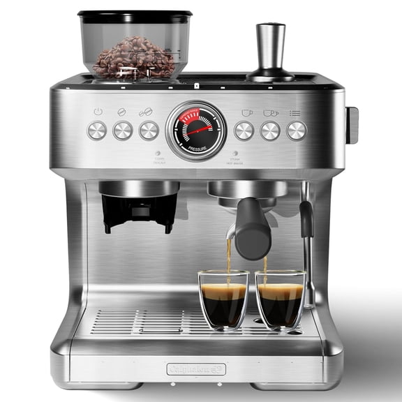 Garvee 20 Bar Espresso Machine, Professional Coffee Machine with 2.8L Removable Water Tank for Cappuccino, 1500W Semi-Automatic Espresso Machines, Sliver