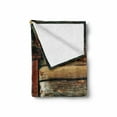 thumbnail image 2 of Scenery Soft Flannel Fleece Throw Blanket, Single Window White Drape on a Wooden Background Lumberjack House Photo, Cozy Plush for Indoor and Outdoor Use, 50" x 70", Brown and Blue, by Ambesonne, 2 of 6