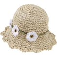 thumbnail image 1 of Sombreros de paja para niñas Gorra de sol plegable con decoración de flores Sombrero de verano para niños Playa Viajes Senderismo (Beige), 1 of 5