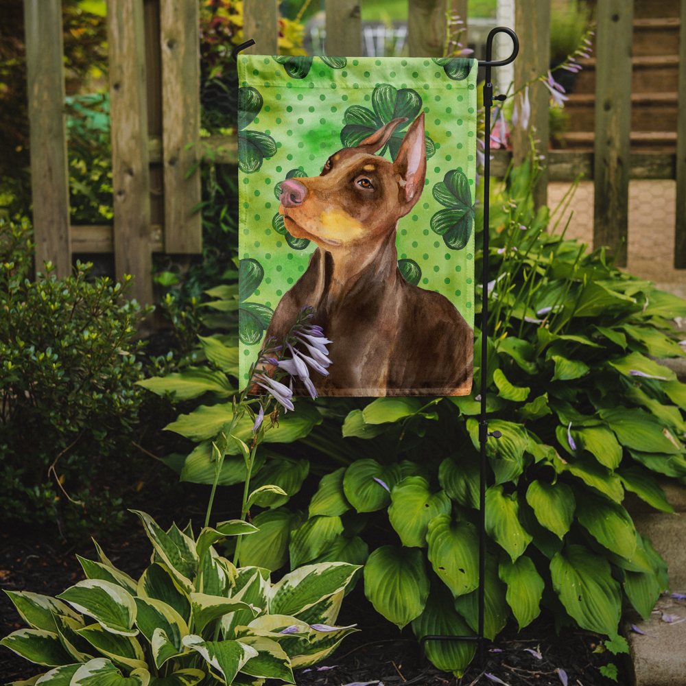 Carolines Treasures BB9883GF Doberman Pinscher St Patricks Flag Garden Size  Small multicolor