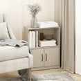 thumbnail image 1 of Furinno Gruen 2-Tier Open Shelf Bookcase with 2 Doors Storage Cabinet, Metropolitan Pine, 1 of 7