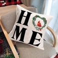 thumbnail image 5 of Set of 4 Christmas Decorations Pillow Covers 18x18 Inch Buffalo Plaid Black and Red Cardinal Bird Berry Leaves Snow Santa Hat Blessing Home Decor Pillow Case Cotton Linen Noel Greeting Pillow, 5 of 6
