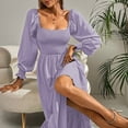 thumbnail image 4 of Vestido de manga larga para mujer, vestido largo con escote cuadrado y mangas con volantes para mujer, 4 of 6