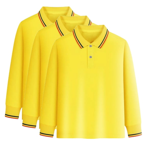 REDARER 3-Pack Boys School Uniform Polo, Long Sleeve - for Little Boys & Big Boys,Size 9-10 Years