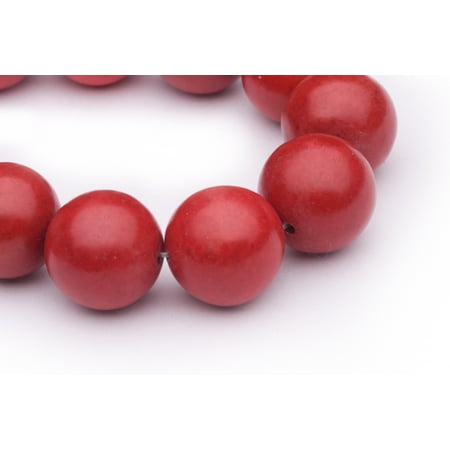 Imitation Turquoise Stone - Round - Shaped Imitation Red Turquoise Beads Semi Precious Gemstones Size: 15x15mm Crystal Energy Stone Healing Power for Jewelry Making