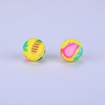 20pcs Printed Round Silicone Focal Beads Yellow 15x15mm Hole: 2mm