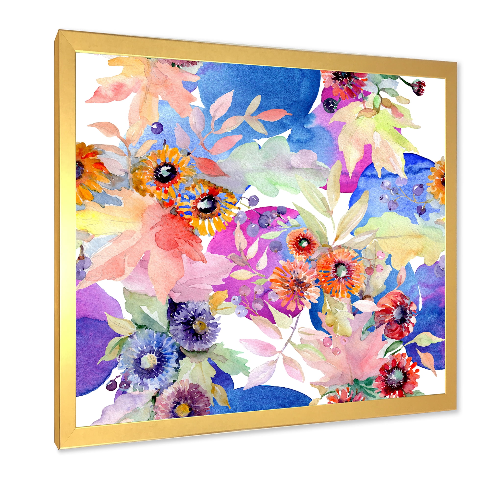 Designart 'Wildflowers and Vibrant Wild Spring Leaves IV' Modern Framed Art Print
