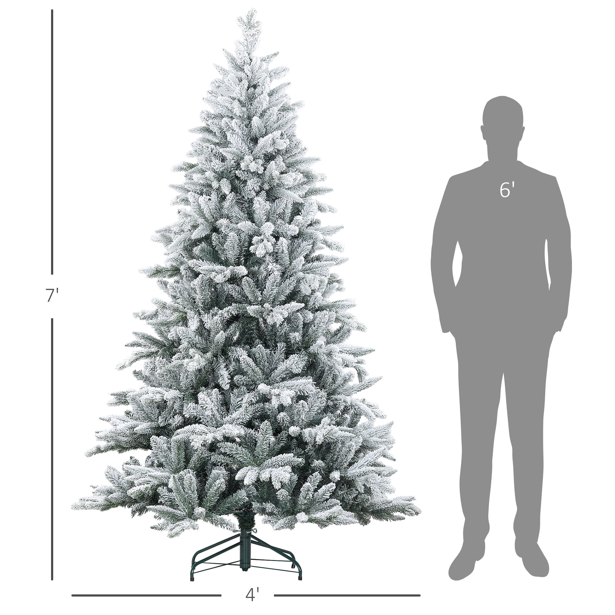 7ft Snow Flocked Full Christmas Tree 1401 Tips Quick Setup Flame Retardant Indoor Holiday Decor