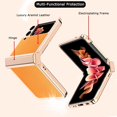 thumbnail image 2 of Luxury Leather Case Compatible Galaxy Z Flip 3 Case with Hinge Protection Black, Plating PC Protector Cover Galaxy Z Flip 3 5g Case Shockproof Case for Galaxy Z Flip3 Case 2022, 2 of 6
