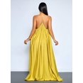 thumbnail image 2 of Womens Yellow Boho Deep V-Neck Spaghetti Strap Draped Maxi Dress For Beach, Weddings & Evening Events, 2 of 8