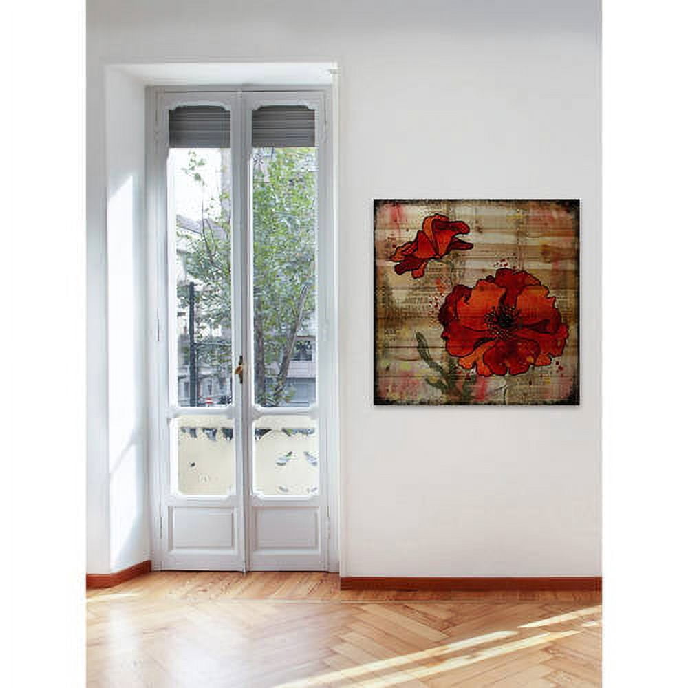 Marmont Hill "Dark Red Poppies" by Vicki Butler Painting Print on Natural Pine Wood