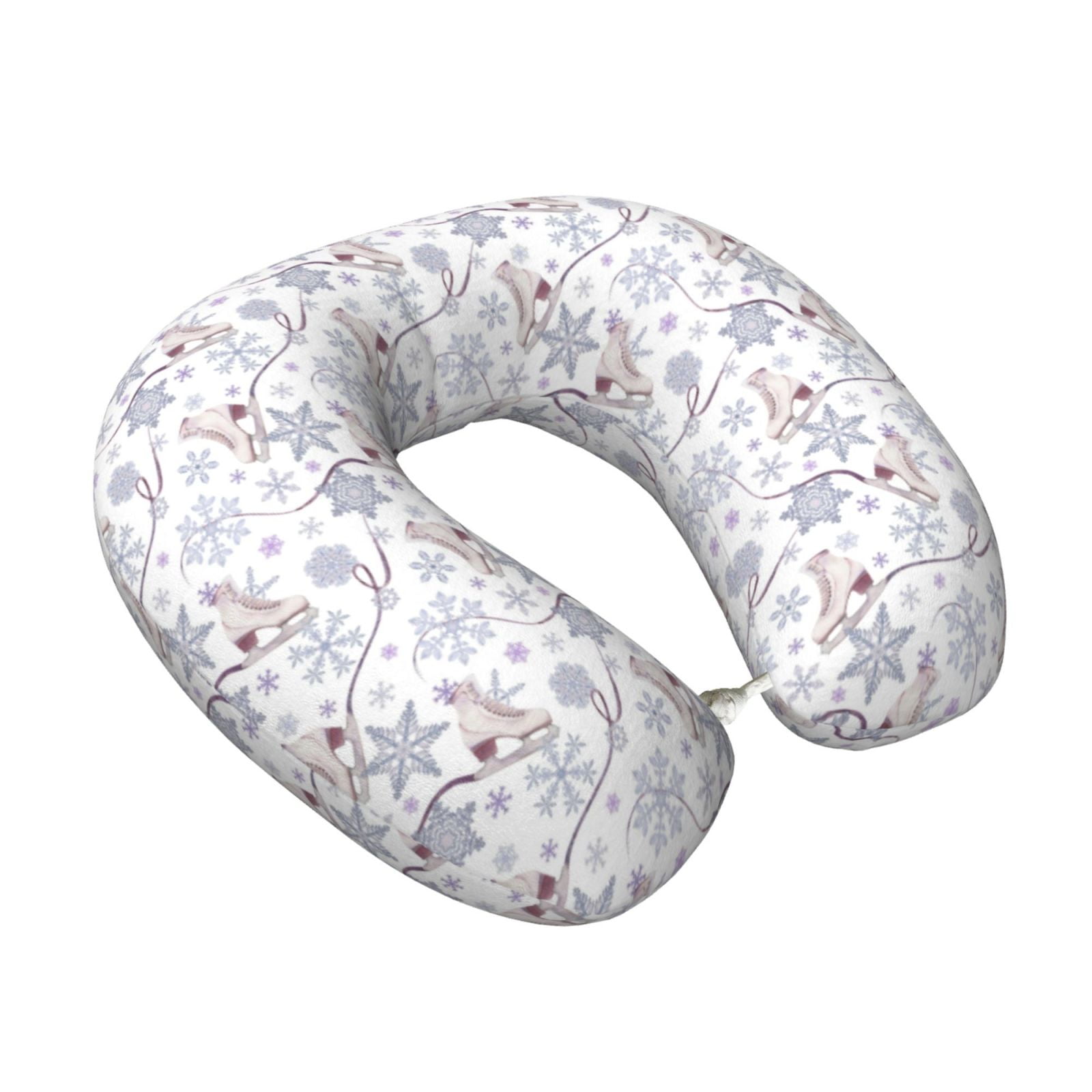 Xecao Elegant ice skates snowflakes Print Memory Foam Cervical Neck Pillow Versatile U-Shaped Pillows for Home,Office,Camping,Travelling,Soft Washable Cover
