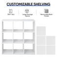 thumbnail image 5 of SONGMY 9-Cube White Storage Organizer Bookcase, Modern Bookshelf for Living Room, Home Office Display Shelf with Fabric Bins, Cube Storage Organizer Cabinet, 5 of 10