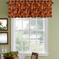 thumbnail image 3 of Orange Maple Leaves Fall Curtain Valances for Windows, Kitchen Valance Window Treatments Panel 2 Pack, Thanksgiving Orange Buffalo Plaid Rod Pocket Short Curtains for Bathroom Bedroom 54 x 18 Inch, 3 of 8
