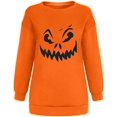 thumbnail image 3 of Chandails en Molleton Visage de Citrouille d'Halloween pour Femmes Manches Longues Surdimensionnées Col Rond Orange Pull Tops, 3 of 7