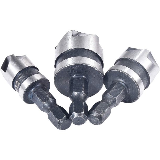 Juego de 3 brocas avellanadoras de metal de 90 grados para madera y metal, 3 piezas incluidas de 12 mm, 16 mm, 19 mm de diámetro y vástago hexagonal de 1/4" (hexagonal) LingWen 9024715655431
