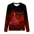 thumbnail image 2 of Babysbule Christmas Sweatshirt for Women Fashion Women's Christmas Printed T-shirt Long Sleeves Blouse Round Neck Casual Tops Sweatshirt, 2 of 3