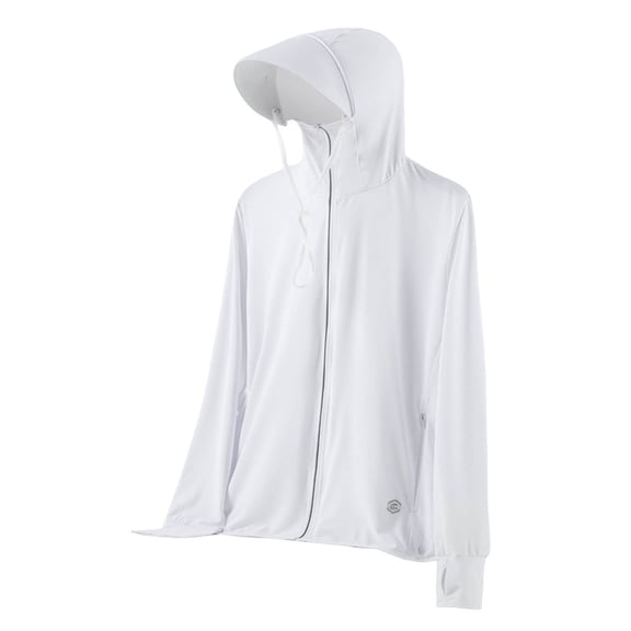FUZHIQ Men's UPF 50 Sun Protection Hooded Jacket with Wide Brim & Face Cover, Ice Silk Full Coverage Breathable Coat with Thumb Holes, Outwear for Fishing Cycling,M
