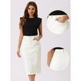 thumbnail image 2 of DARING DIVA Women's Denim Split Back Pockets Midi Jean Skirts XL Cream White, 2 of 6