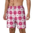 thumbnail image 2 of Balery Plaid Heart Mens Swim Trunks Swim Shorts for Men Quick Dry Inseam Beach Shorts with Compression Liner Pocket-Small, 2 of 9
