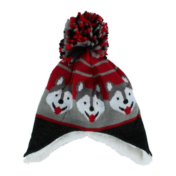 Grand Sierra Boy's Toddler (2-4) Lined Animal Winter Hat with Ear Flaps and Pom