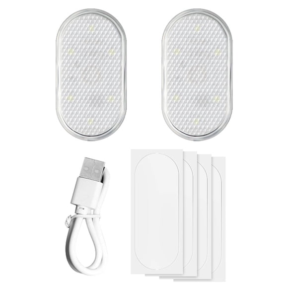 Seitruly Luces de interruptor táctil de coche LED 5V, lámparas de lectura de techo de techo automático, caja de almacenamiento de puerta de Electrónica 2 piezas Luz azul
