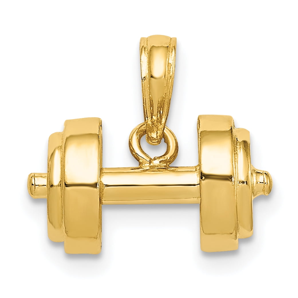 10k Gold Weightlifting Barbell Sports Pendant Necklace