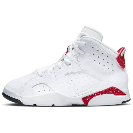 Nike Jordan 6 Retro PS Boys Shoes Size 12, Color: White/University Red