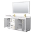 thumbnail image 3 of Wyndham Collection Miranda 66" Marble Double Bathroom Vanity in White/Gold, 3 of 7