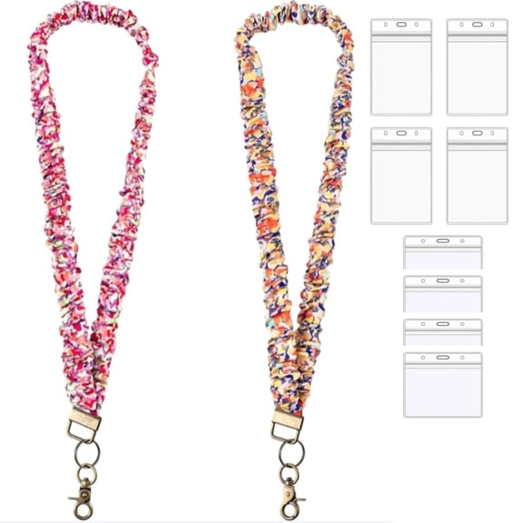 Scrunchie Lanyard Teacher for Badges, Keys, Id Cards 2 Pcs