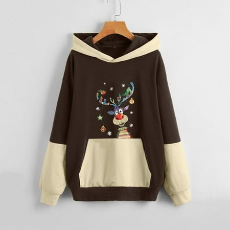 

jsaierl Hooded Sweatshirts for Women Funny Graphic Christmas Matching Pullover Long Sleeve Casual Tops for Women Xmas Gifts Hoodies Sweatshirt for Teen Girls