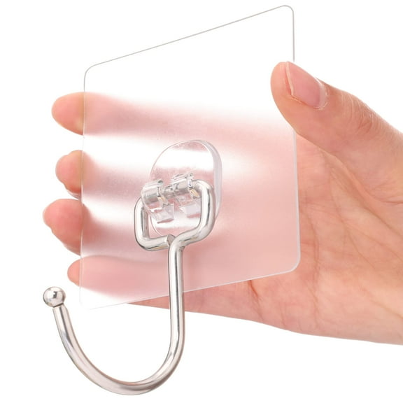 Hibalala Transparent Heavy Duty Adhesive Hooks, 37 lb Capacity, Stainless Steel, 10 Pack