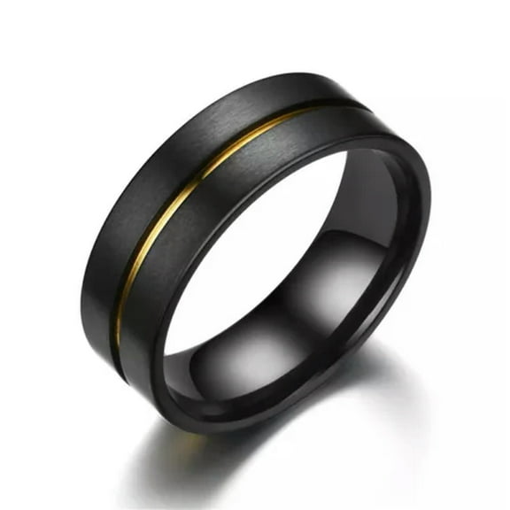 8mm Gold Black Titanium Steel Brushed Band Men Male's Anniversary Ring Size 6-13