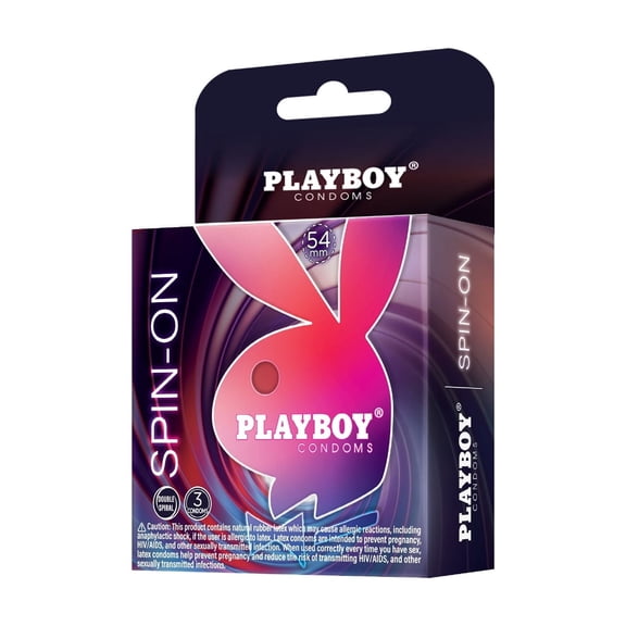 PLAYBOY Condoms SPIN-ON, Double Spiral Premium Lubricated Condoms - 3 Count