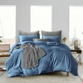 thumbnail image 1 of Oversized Queen Size Duvet Covers Egyptian Cotton 600 Thread Count Soft and Smooth All Season Duvet Cover 3 Piece (1 Duvet Cover + 2 Pillow Cases) Mediterranean Blue Solid with Zipper Closure, 1 of 5