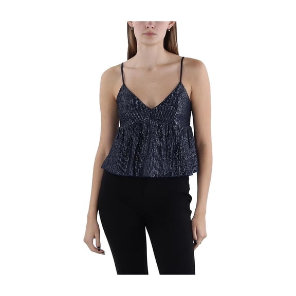 Lucky Brand Womens Sequin Mini Cami Tank Top, Blue, Large