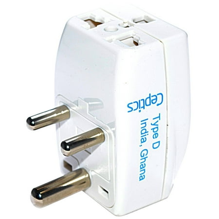 - Cepticts Type D 3 Outlet Travel Adapter Power Plug For Use In India and Africa