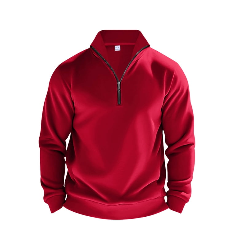 Enjoytime Sweatshirts for Men Solid Color Long Sleeve Quarter Zip