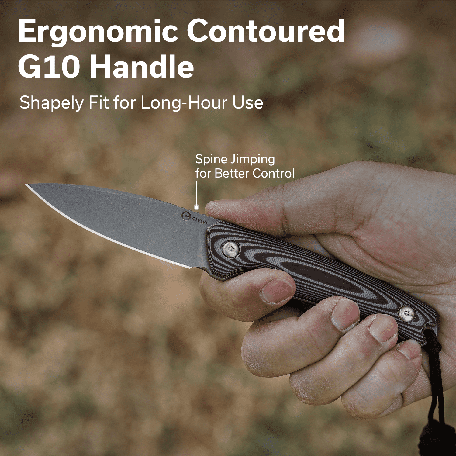 CIVIVI Altus Fixed Blade Knife with Black Kydex Sheath & T-Clip, Tactical Knife with 2.99" Gray Stonewashed 14C28N Blade Gray and Black Layered G10 Handle C20076B-2, With 1PC Black Lanyard