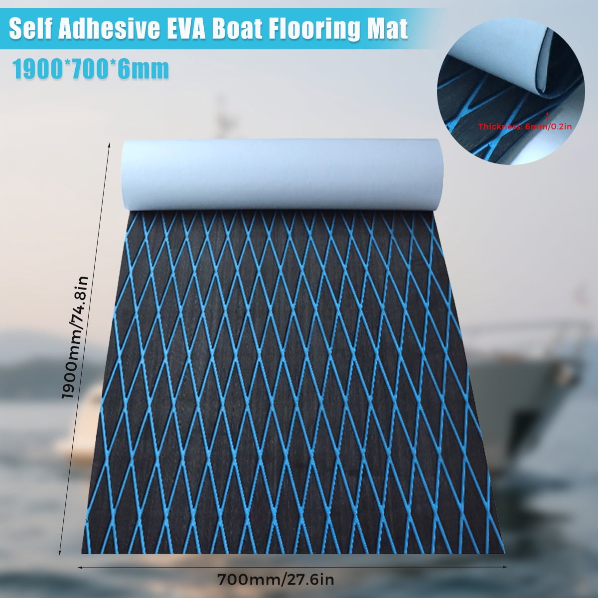 Boat Flooring EVA Foam Boat Decking Marine Mat Non-Slip Self-Adhesive Flooring Sheet for Motorboat Kayak Surfboard Garden Swimming Pools, 74.8" x 27.6"