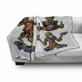 thumbnail image 3 of Zombie Soft Flannel Fleece Blanket, Dead Man Eating Brain Cannibal Meditating Skate Boarding Graphic Pattern, Cozy Plush for Indoor and Outdoor Use, 70" x 90", Olive Green Red Dust, by Ambesonne, 3 of 6