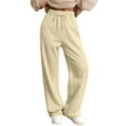 thumbnail image 4 of Fgvctg Wide Leg Sweatpants Women Baggy Lounge Pant Winter Comfy Outfit High Waisted Drawstring Joggerss Clothing Beige 2XL, 4 of 4