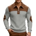 thumbnail image 2 of Men's Polo Shirts Zip Up Collared Long Sleeve Color Block Top Casual Spring Golf Shirts for Men Grey S, 2 of 5